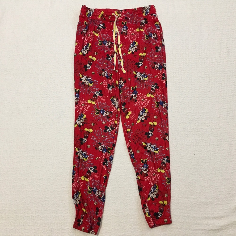 Disney Minnie Mouse Red Fireworks 4th of‎ July Pajama Lounge Pants Women's XS